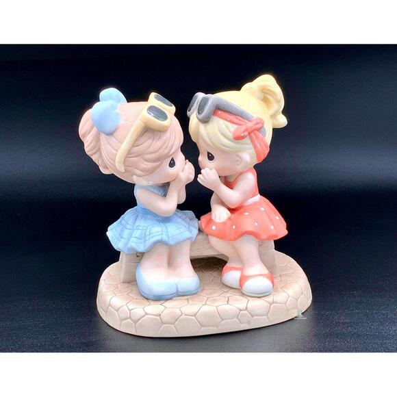 Precious Moments Best Friends Sharing Secrets Girls on Bench Figurine